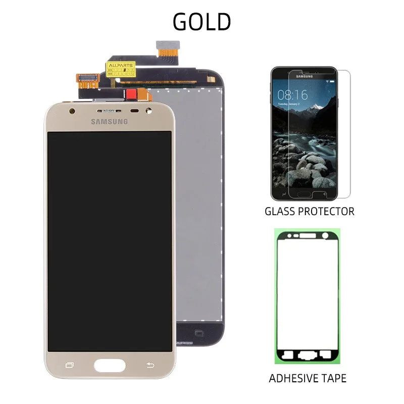 Дисплей для SAMSUNG Galaxy J3 LCD в сборе с тачскрином 5.0'' черный синий золотой J3 Pro LCD J330F J330 SM-J330F - Цвет: Gold