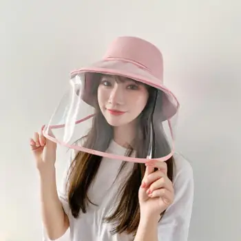 

Dust-Proof PU Hat with Face Shield Protection Hat Transparent Comfortable Anti-Saliva Protect Eyes and Head Removable Anti-Fog