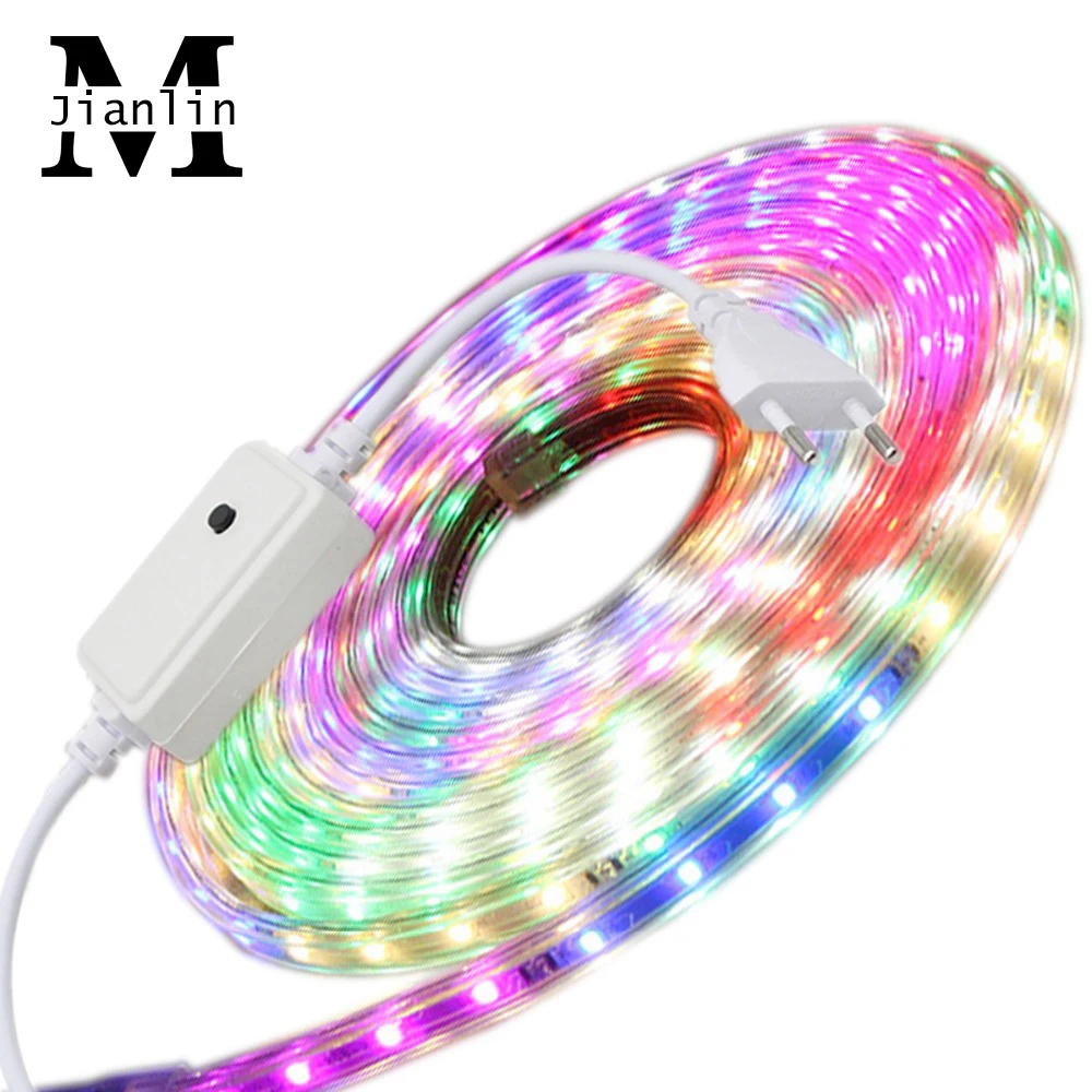 

LED Strip Light Waterproof AC220V 2835 Flash Led Strip Light Colorful With 8 Modes Controller Outdoor Garden decoration Lights