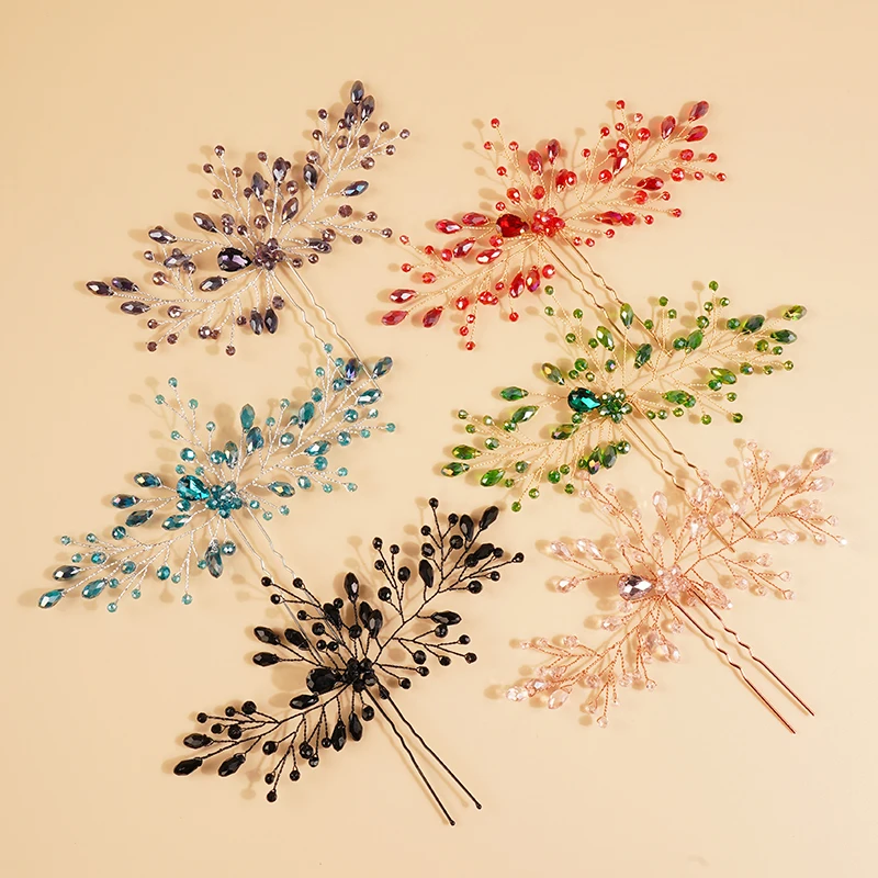 Black Wedding Hair Pins Crystal Decorative Halloween Vine Bobby Pin Clip Women Bun Bridal Accessories for Brides and Bridesmaids