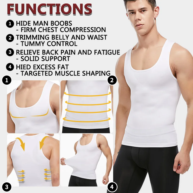 Men's Slimming Body Shapers Belly Tummy Control Compression Vest Underwear Shirt