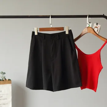 

Sweet Loose Striped Elastic Waist Women Short Womens Pockets Summer Red