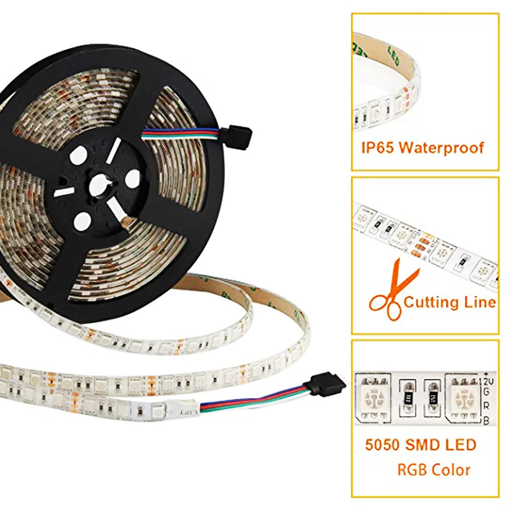 60 ламповых бусин Свет USB световая полоса 1 м/2 М 5050 ТВ гибкий светодиодный RGB светодиодный свет полоса Мода 5 в прочный задний свет 1 м 2835