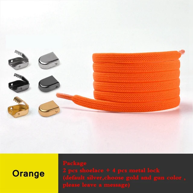 Elastic No Tie Shoe laces Flat Shoelaces Outdoor Leisure Sneaker Quick Safety Shoelace Kids Adult Lazy laces Shoe accessories Orange