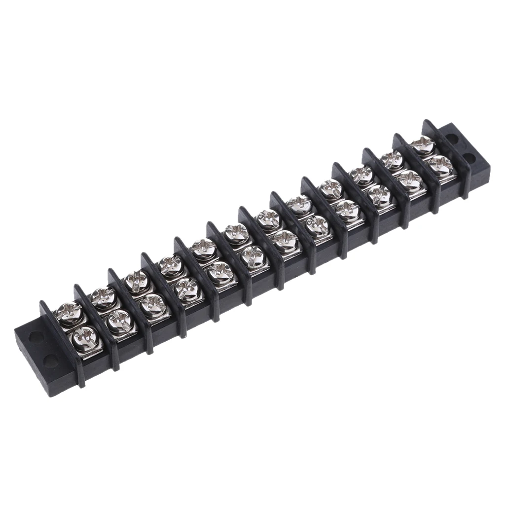 12 Positions Dual Row 12V 30A Screw Terminal Strip Blocks for Auto Car Marine Boat RV