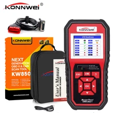 Konnwei kw850 obd2 scanner profissional completo obdii funções verificação do motor/o2 sensor/teste de bateria pk lançamento cr3008 leitor de código