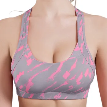 

Women Bra Ladies Summer New Camouflage No Steel Ring Shockproof Professional Sports Bra Yoga Running Cross Back Underwear