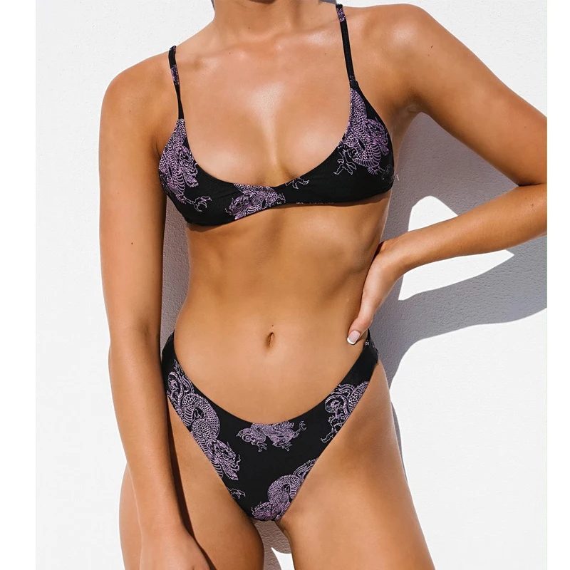 Swimwear Women Swimsuit Sexy Push Up Micro Bikinis Set Floral Print Swimming Bathing Suit Beachwear Summer Brazilian Bikini 2020
