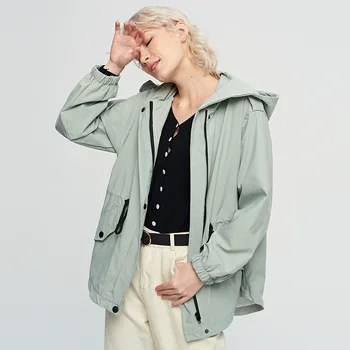 

Trench coat jacket female tie waist coat slim hooded ladies windbreaker woman clothes trench coat for women long coat