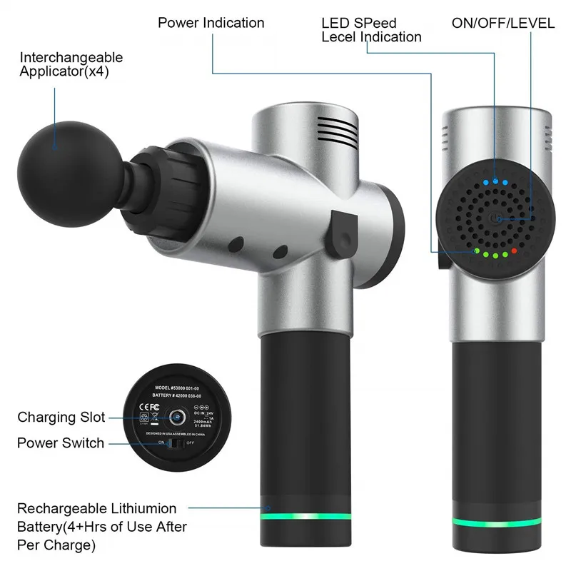 Deep Tissue Massager Muscle Stimulator Cordless Rechargeable Body Relaxing Slimming Shaping Pain Relief Massage Gun Free 2