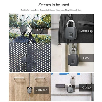 

Smart Fingerprint Door Lock Keyless Anti-theft Security Padlock USB Rechargeable