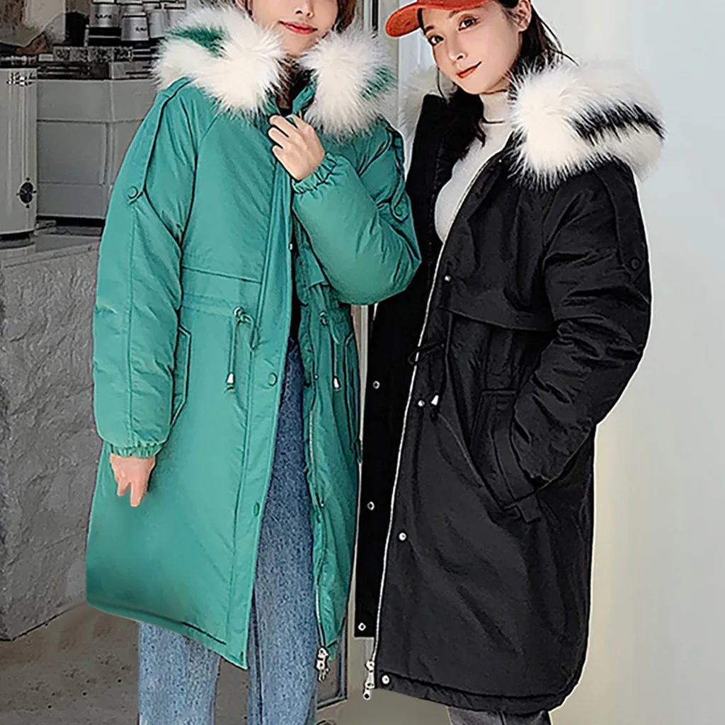 Пальто, зимняя верхняя одежда Для женщин Зимняя теплая куртка Пуховики на гусином пуху Для женщин Тонкий с длинным рукавом безразмерная пальто для девушек, женский