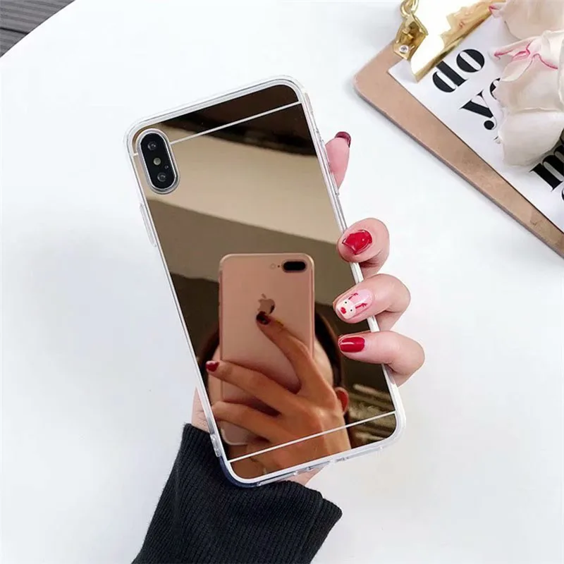 Роскошный зеркальный мягкий чехол для телефона с покрытием gillter для iphone 5 se 5s 6 6s 7 8 plus x xs max xr силиконовый чехол s - Цвет: gold