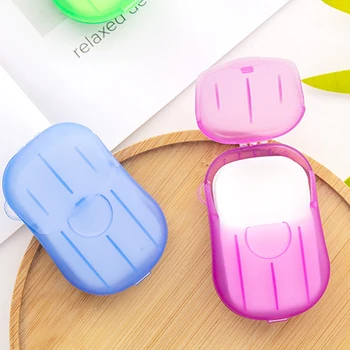 

20Pcs/Box Disinfecting Paper Soap Washing Hand Mini Soap Disposable Scented Slice Sheets Foaming Soap Case Paper