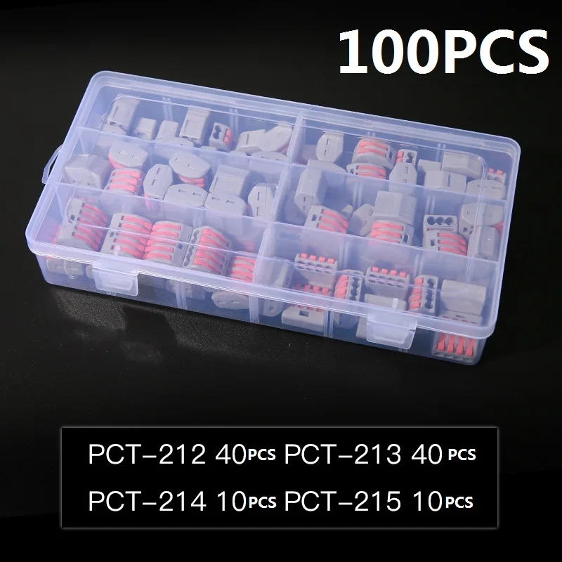 10pcs PCT-212/213/215 Spring Lever Terminal Block Electric Cable Wire Connector 
