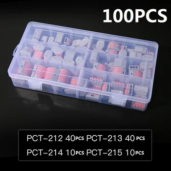

PCT- 212 213 214 215 40/60/100PCS Spring Terminal Block Electric Wire Cable Quick Connector 2/3/5 Way screw terminal block