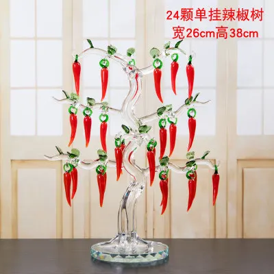 24pcs Single-hang Кристалл творческий день Чили дерево красные огненные украшения винный шкаф гостиная Свадебные украшения домашний декор стола - Цвет: 24pcs Single-hang