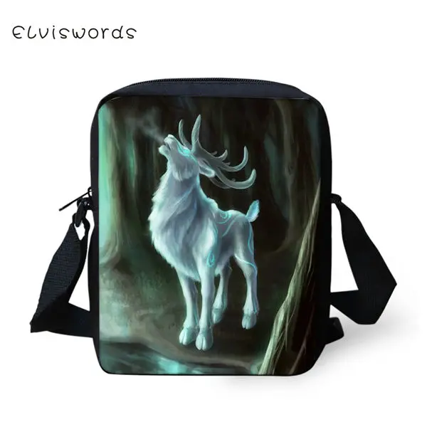 CDWX3892E ELVISWORDS/женские модные сумки-мессенджеры с рисунком оленя, сумка через плечо для девочек, фантазийный дизайн с животными, мини-кошелек с откидной крышкой для девочек - Цвет: CDWX3892E