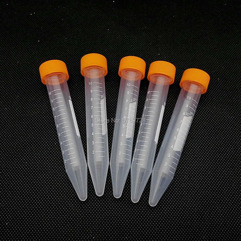 

100pcs 10ml Plastic transparent centrifuge tube with scaleConical bottom centrifuge tube with Colourful threaded cover