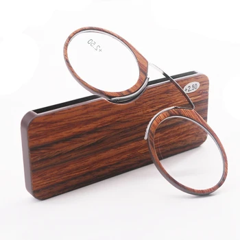 

Wood Grain Mini Reading Glasses Nose Clip Men Portable Stainless Steel Retro Ultra Light Presbyopic Glasses Women Tr90 Gafas+275