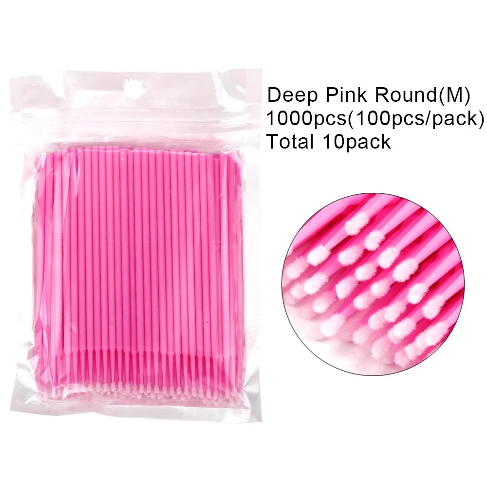 100/500/1000pcs/lot Disposable Eyelash Brushes Swab Microbrushes Eyelashes Extension Individual Removing Applicators Makeup Tool - Цвет: 1000pcs pink