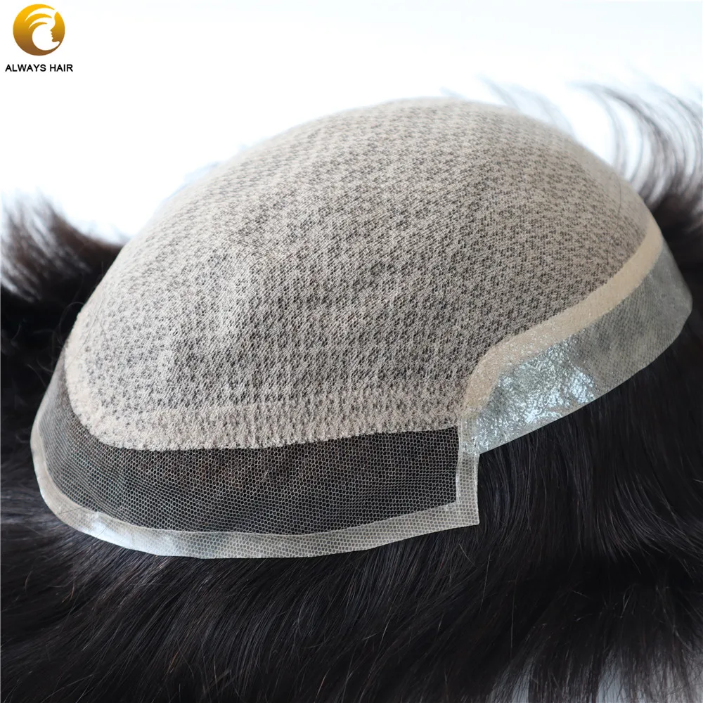 Впрыска кружева для Мужчин Toupee основа Шелковый Топ прямой натуральный цвет 100%