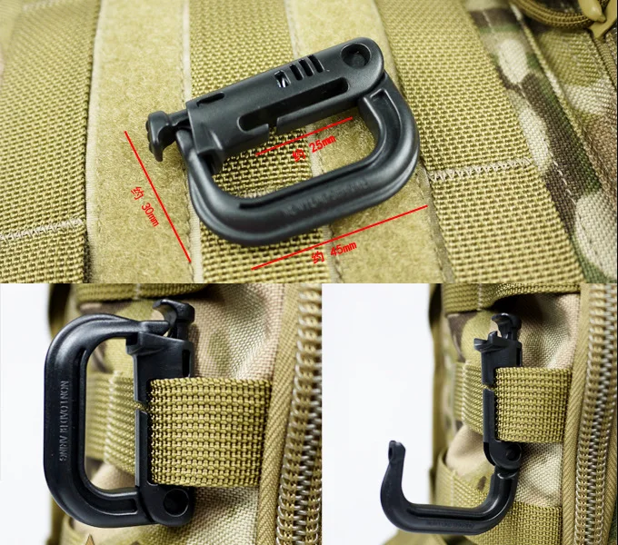 10x  Plastic Carabiner Lock Molle Buckle Survival Backpack Multiuse_yk 