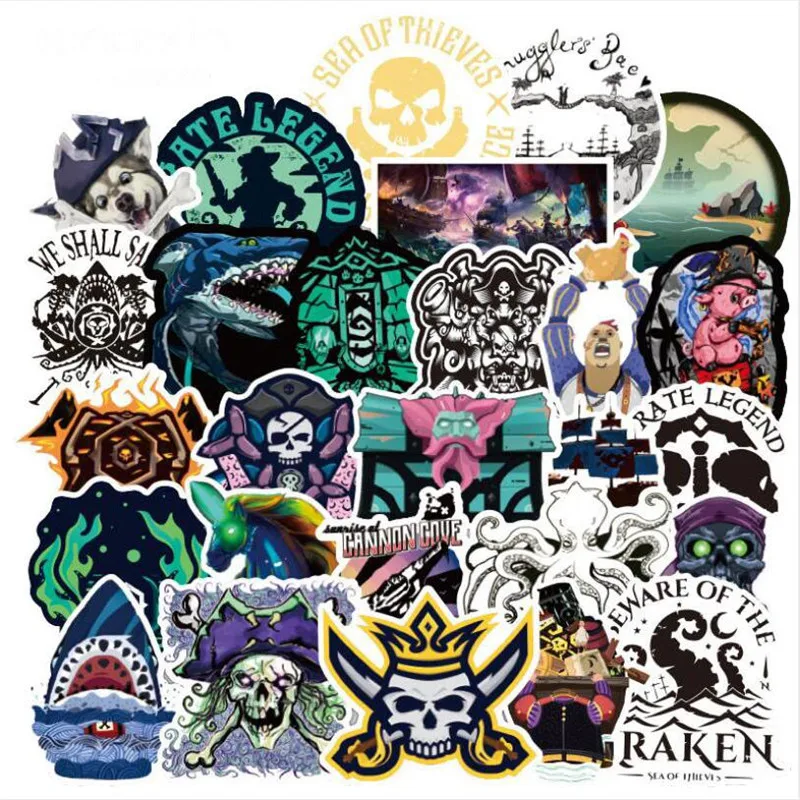 

10/30 /50PCS Pirate Ship Trolley Case Cute Waterproof Guitar Skateboard Graffiti Car Sticker