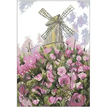 

Windmill in the garden patterns Counted Cross Stitch 11CT 14CT 18CT DIY Cross Stitch Kits Embroidery Needlework Sets home decor