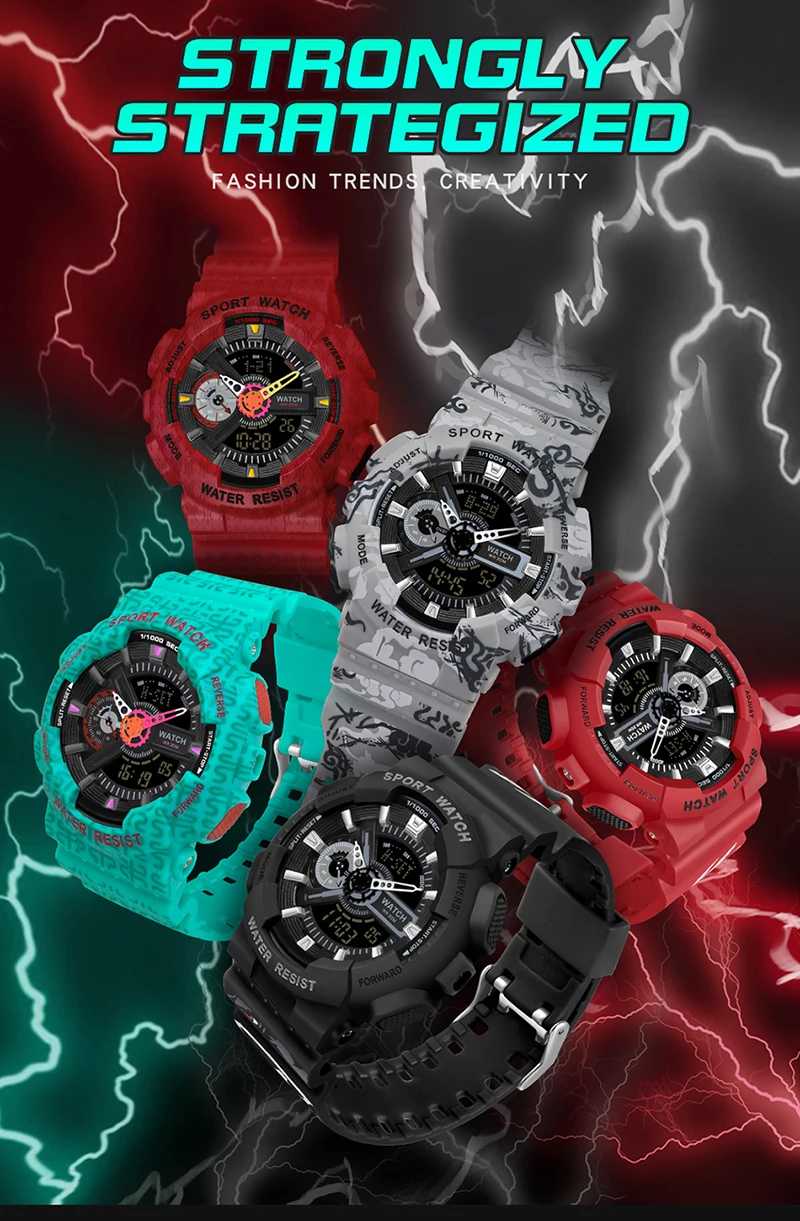 Men's Quartz Waterproof Shockproof Watch Fashion Multifunction Women Digital Clock Man relogios masculino Sports Watches 2021 Men's Quartz Waterproof Shockproof Watch Fashion Multifunction Women Digital Clock Man relogios masculino Sports Watches 2021