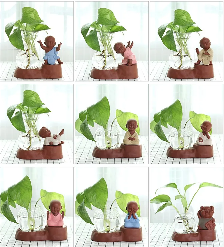 Hydroponic Ceramic Vase Creative Glass Green Radish Transparent Container Water Plant Decoration Home Living Room Decoration