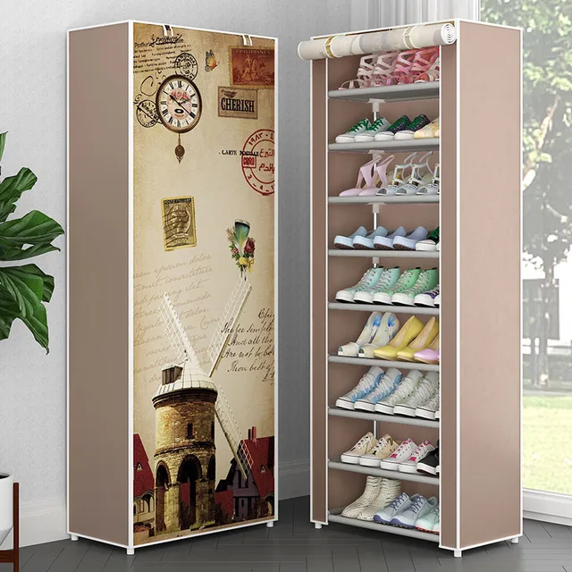 Multilayer Shoe Cabinet Vertical Space Saving Nonwoven Shoes Shelf Organizer Simple Combination Stand Holder Entryway Shoe Rack Velcro 10W