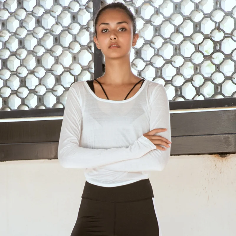 Summer Women's Yoga T-Shirt Open Sports Clothes Long-Sleeved Running Tops Slim Beauty Back Sportswear sports t shirt yoga top yoga shirt sports shirt