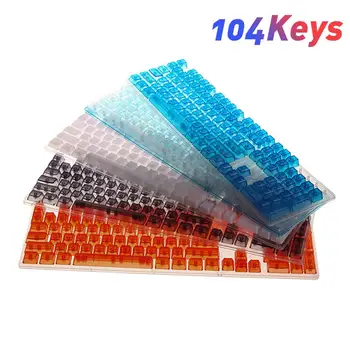 

104Pcs/Set Universal Stylish Clear Mechanical Keyboard Key Caps Replacement clear backlight pretty keyboard key caps Accessories
