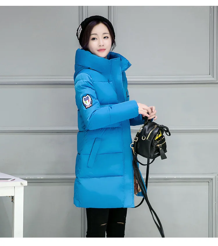 Зимний стиль, пуховик, хлопковая стеганая одежда, женская одежда средней длины в Корейском стиле, облегающая хлопковая стеганая одежда, плотная одежда для студентов