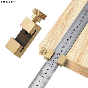 

Carpentry Positioning Block Durable Locator with Steel Ruler Woodworking Tools Corner Fixed Universal Gauge Brass Line Scriber