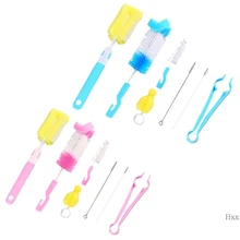 Высокое качество 7 шт соска для детской бутылки набор щеточек губка нейлоновая Чистящая Щетка Набор для бутылок/чашек/соломы