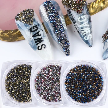 

3D Nail Art Decorations Rhinestones For Nails 1.2mm Crystal Zircon Glitter Mini Beads Charms Nail Art Jewelry Manicure JI1608