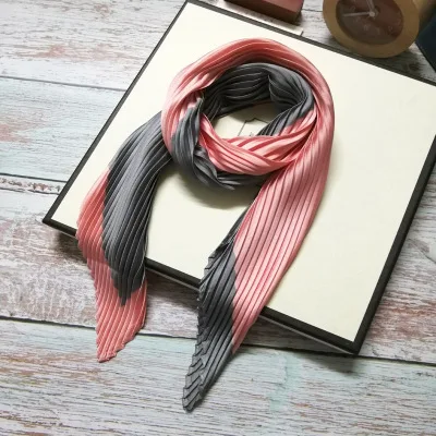 Розовый Горячая Складные Модные жизни винтажные Лоскутные Miyake складные шелковые шарфы - Цвет: Розовый