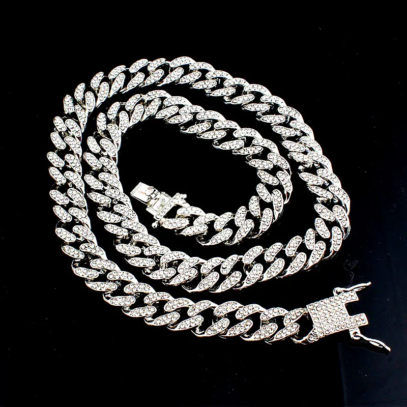 Hip Hop Pendant Necklace with 12mm Miami Cuban Chain Iced Out Bling Rapper Rock Butterfly Choker Necklace Men Male Charm Jewelry