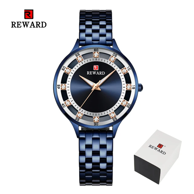 Blue in Box Наградные модные роскошные Брендовые женские кварцевые часы повседневные водонепроницаемые женские часы Reloj Mujer женские часы Relogio Feminino - Цвет: Blue in Box
