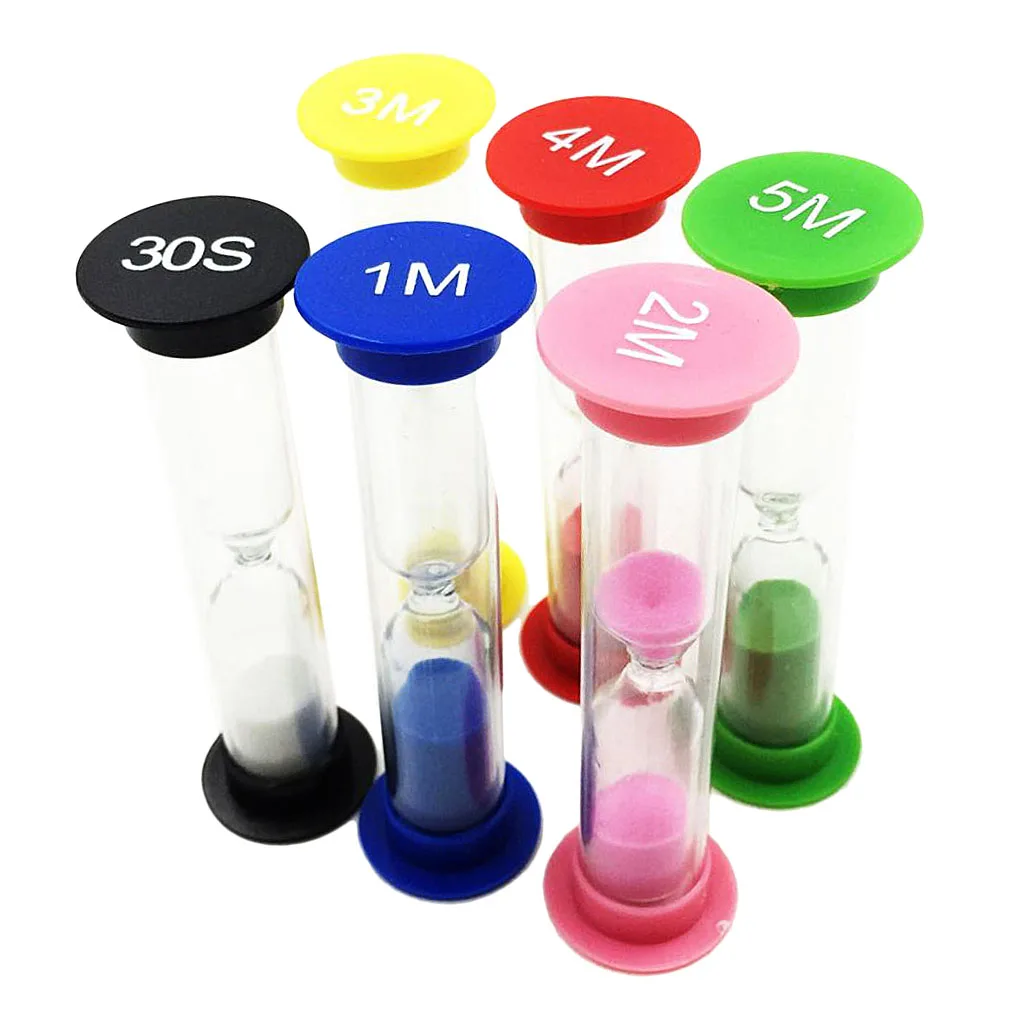

6Pcs Desktop Clock Sand Timers 30s 1 2 3 4 5 Minute Sand Hourglass Timer For Kids