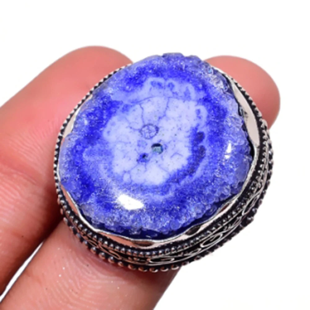 

Solar Quarts Ring Silver Overlay over Copper, USA Size 7.75 , R5326