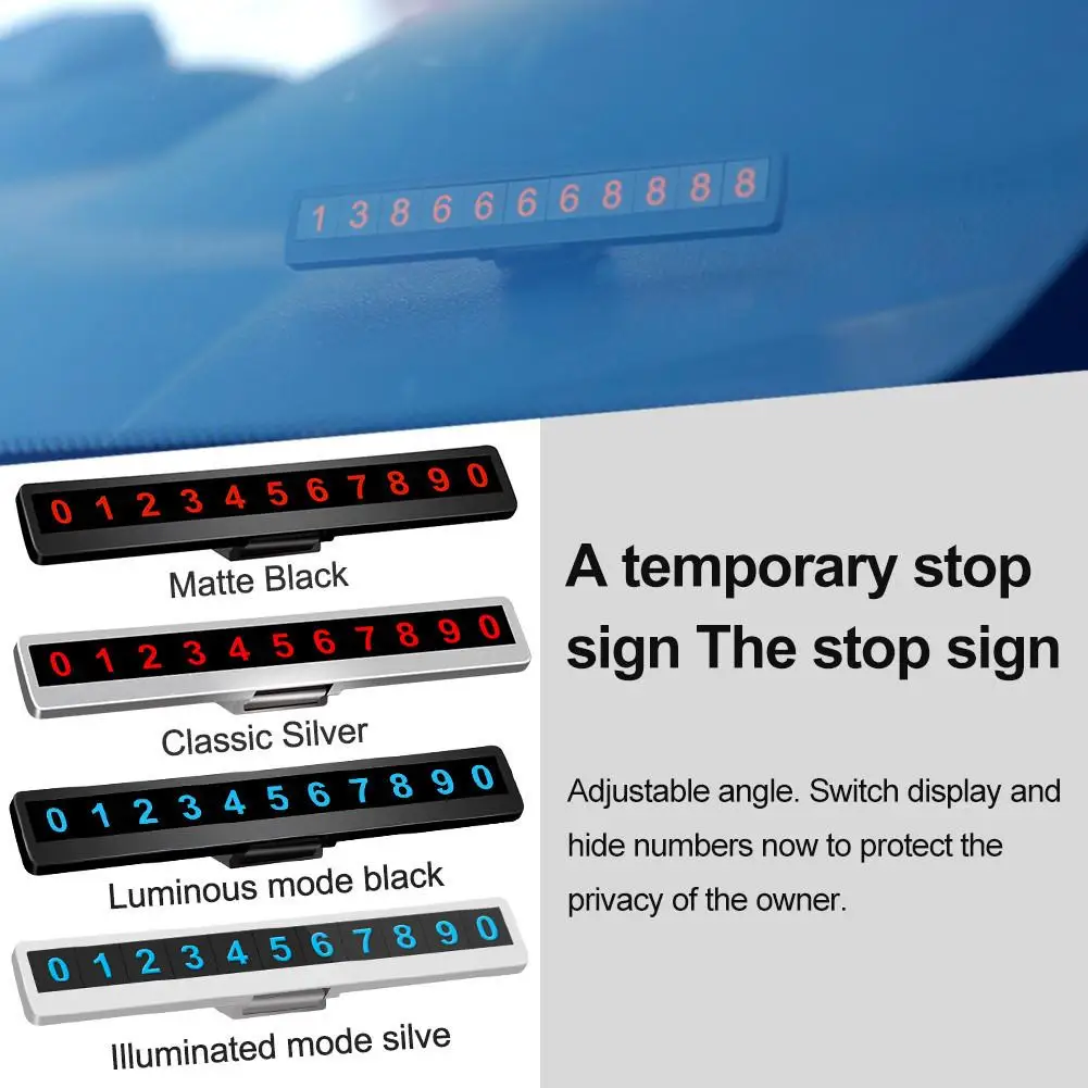 Автомобильная светящаяся парковочная табличка с номером телефона, автомобильная парковочная табличка со скрытым универсальным автомобилем, аксессуары для карт, авто Интерьер
