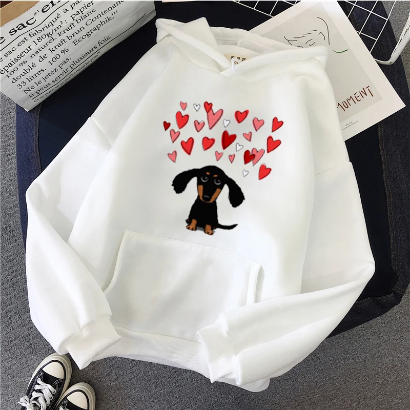 Осенне-зимняя женская одежда Harajuku Kawaii такса Мопс теркель толстовка с животным принтом Повседневный Топ с длинным рукавом толстовки для женщин