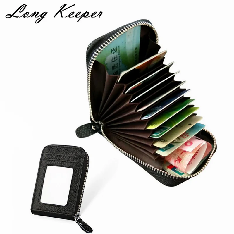 Кошелек из натуральной кожи с блокировкой RFID кредитный держатель для карт