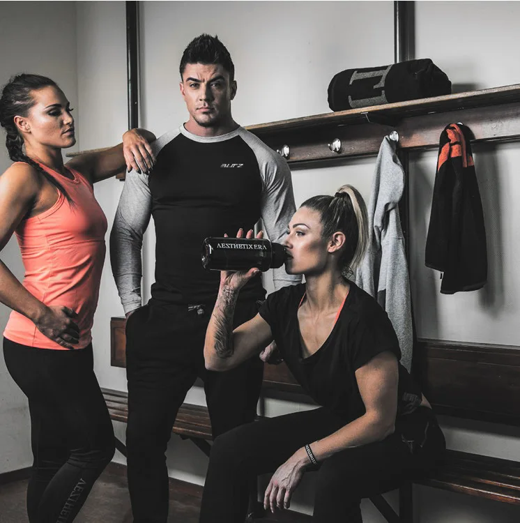 Muscle Dr. Brothers Европа и Америка Спорт Фитнес с длинным рукавом мужские облегающие быстросохнущие тренировочные рукав три четверти C
