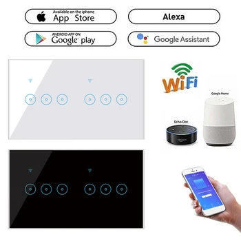 

4 5 6 Gang Smart Wifi SWitch 95V-250VAC Wall Touch Light Switch EWelink App Remote Control Work With Alexa Google Home