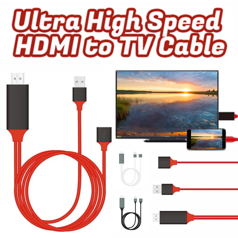 

Ultra High Speeds HDMI Transfer Video/Audio/Music/Mirro To Television Cable HDMI Cable Applicable to All Mobile Phones P666