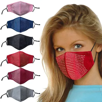 

6PCS Adult Women Mouth Masks Bling Rhinestone Anti Pollution Face Mask Washable Reusable Outdoor Sport Mask mascarilla lavable